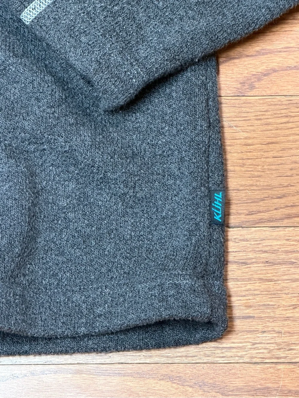 Kuhl Men’s Charcoal Gray Alfpaca 1/4 Zip Mock Neck Pullover Outdoor Size Medium